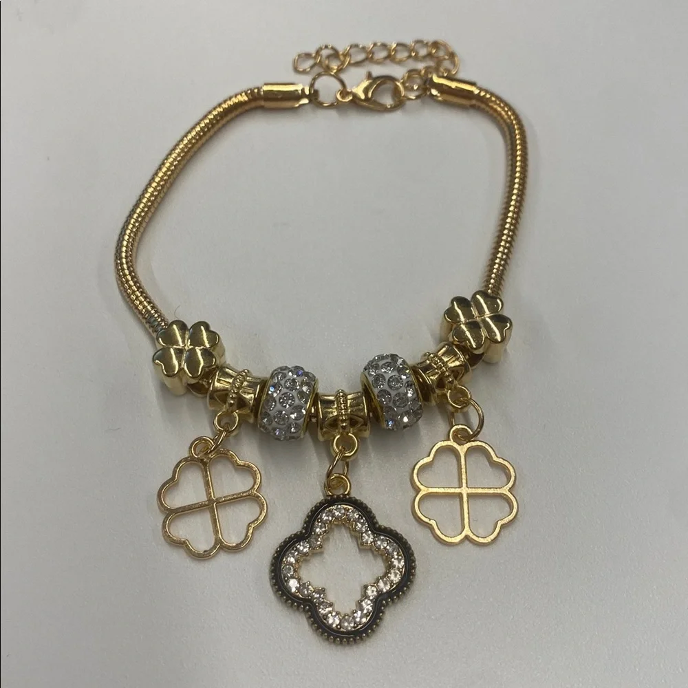 Clover Charm Bracelet with Crystal Accents